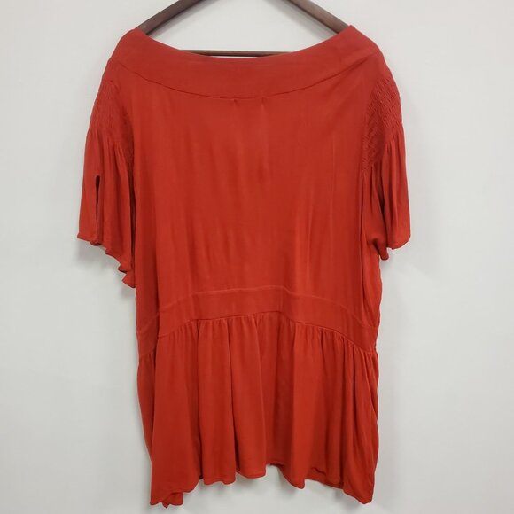 Old Navy Womens Y2K Smocked Babydoll Top Size 3X Red Short Sleeve Preppy Capsule - Picture 3 of 12
